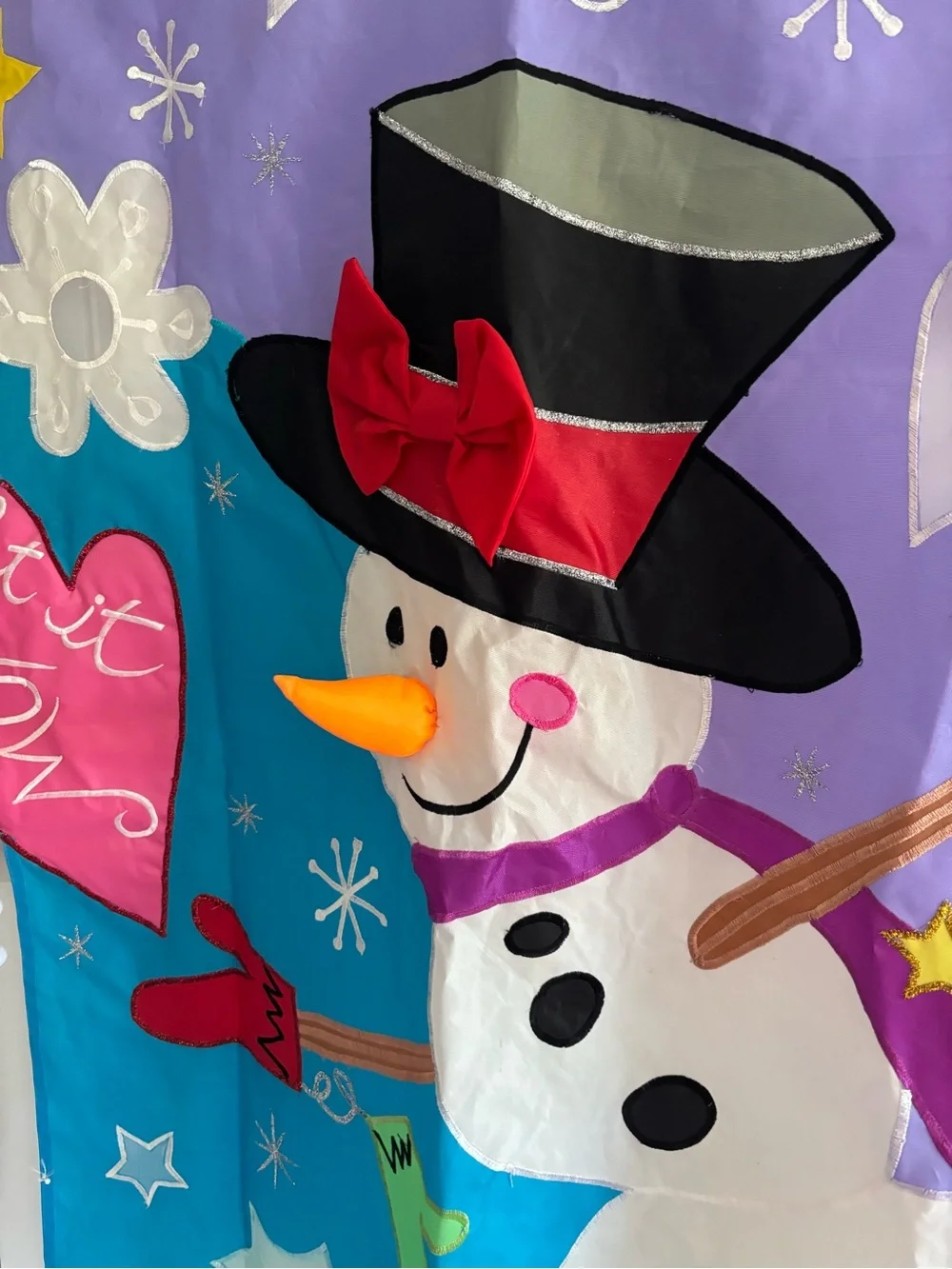 Karen Rossi Let It Snow Holiday Snowman Flag Handcrafted